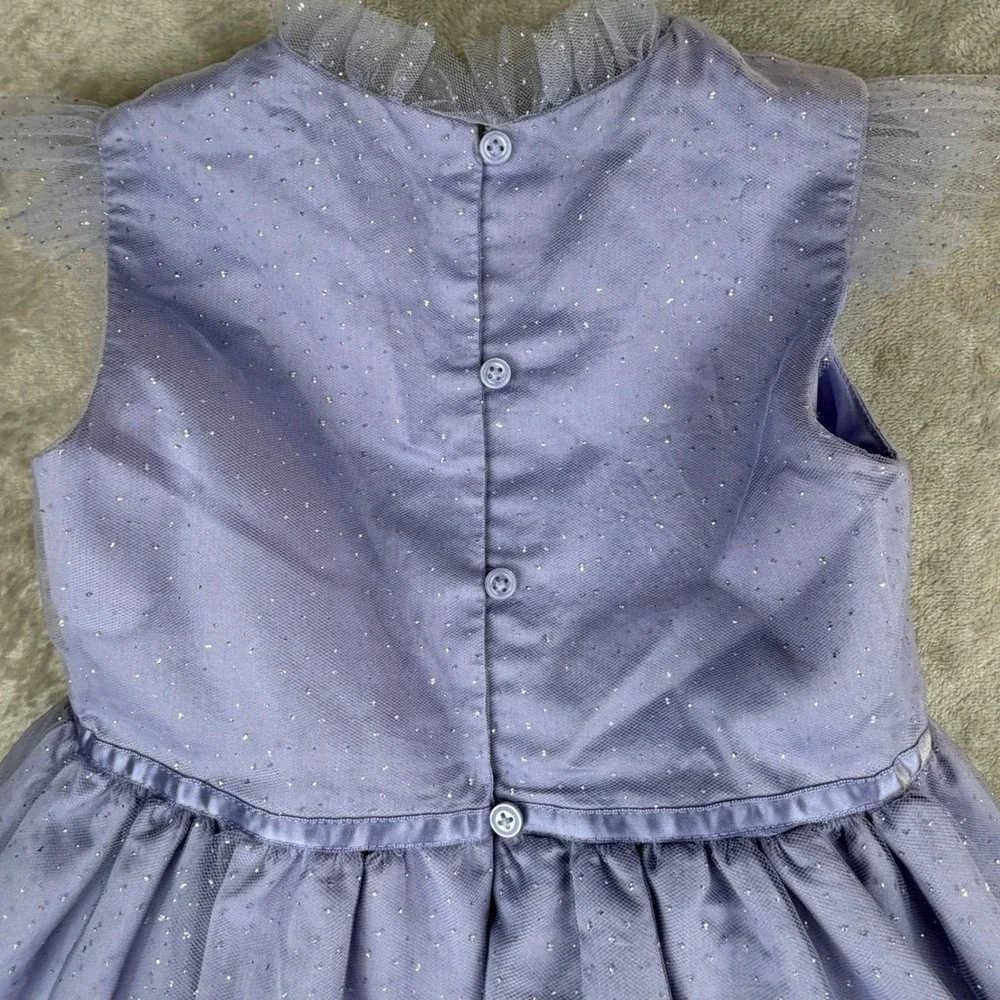 Janie and Jack Girls Lavender Purple Glitter Tulle Tiered Party Dress Size 5
